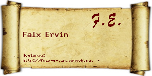 Faix Ervin névjegykártya