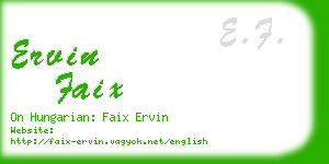 ervin faix business card